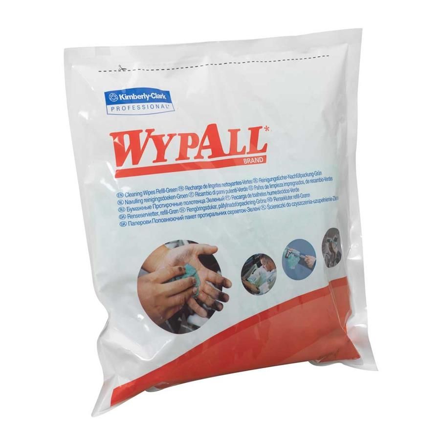 Lavete industriale Kimberly-Clark WypAll Cleaning Wipes Refill 7776, verzi, pre-îmbibate, 75 lavete/pungă