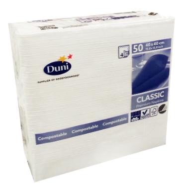 Şerveţele Duni Classic 40×40 cm, 4 straturi, albe