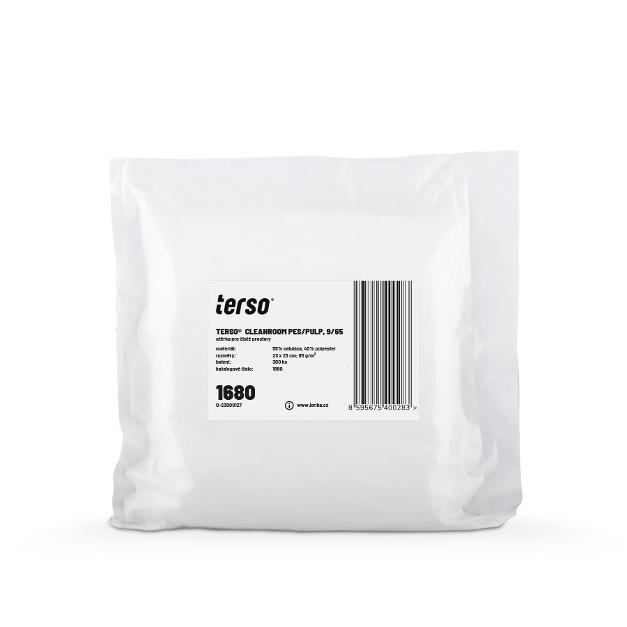 Lavete TERSO Cleanroom PES/Pulp 9/65, netesute, 23x23 cm, ISO 6+, 300 buc/set