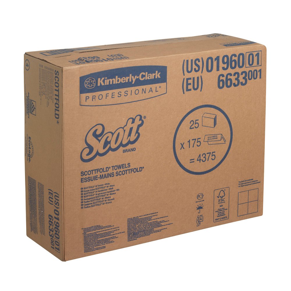 Prosoape de hârtie pliate Kimberly-Clark Scott Multifold 6633, 175 foi/pachet
