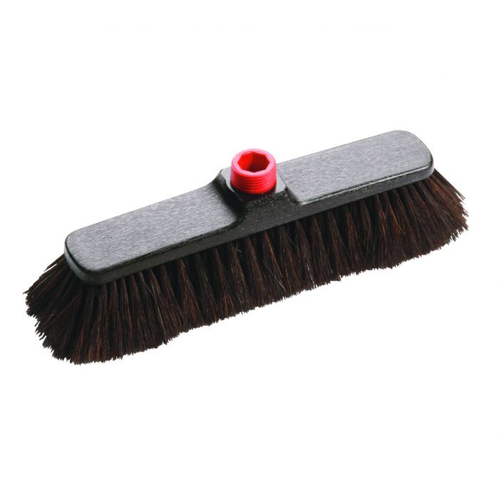 Mătură pentru curățenie sigură în exterior (terasă, curte, balcoane), peri moi negri, maner PP