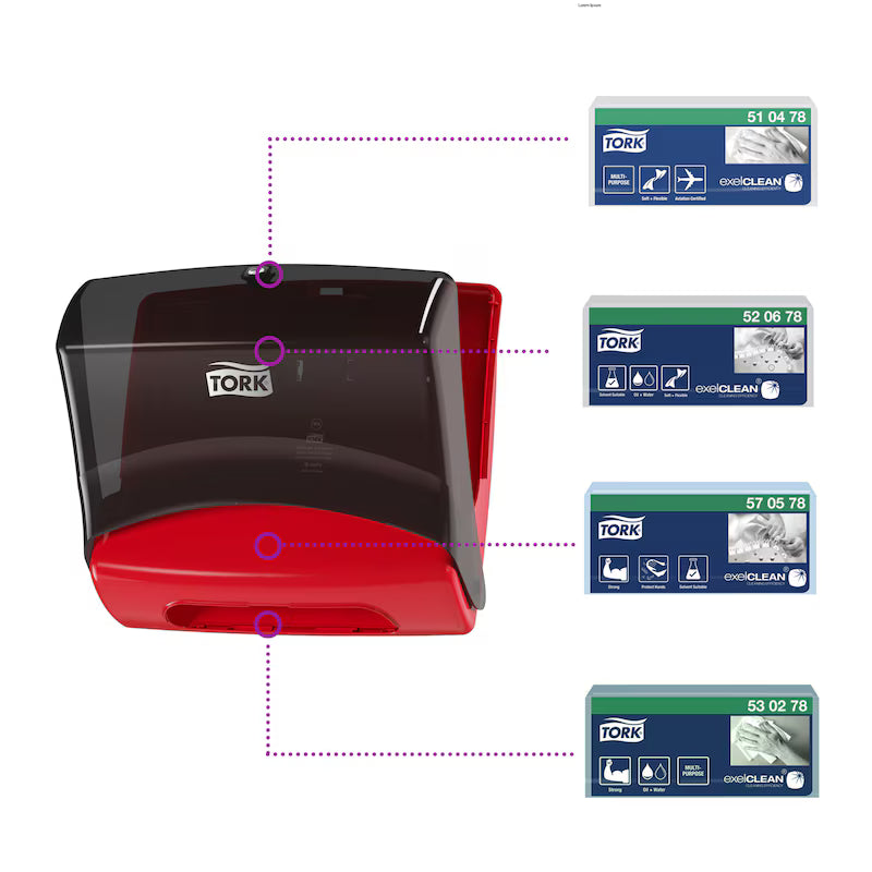 Tork dispenser de lavete pliate, roșu