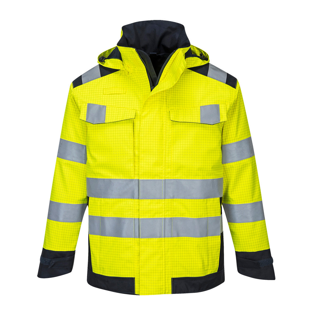 Jachetă de protecție Portwest MV70 Modaflame Rain Multi Norm Arc Hi-Vis, Galben/Bleumarin