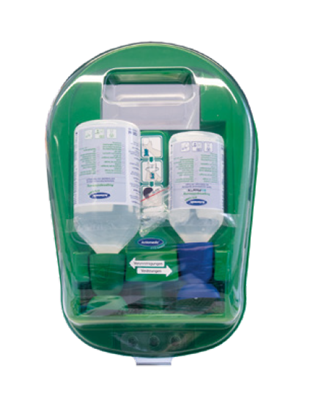 Stație de spălare a ochilor Actiomedic Medidrop II, 500 ml soluție 0,9% clorură de sodiu și 250 ml BioPhos74