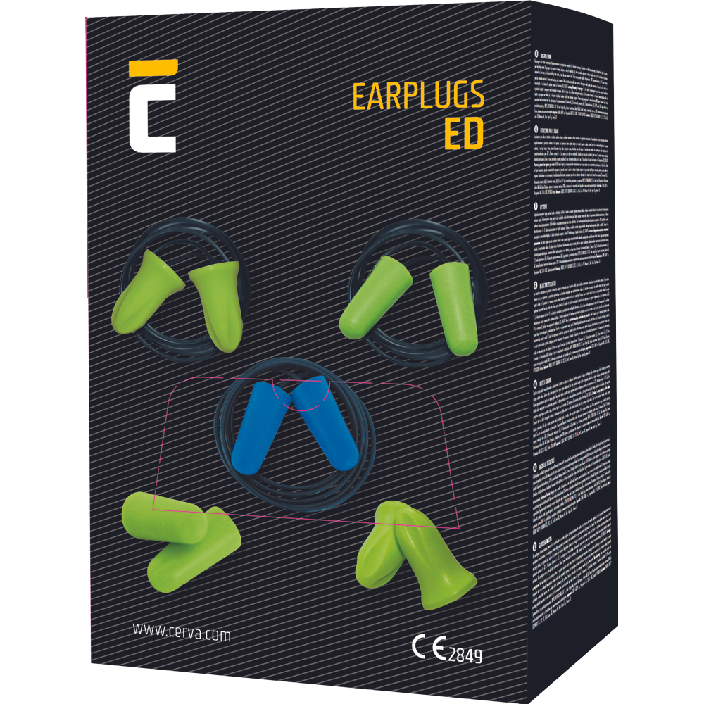 Antifoane interne cu șnur Cerva ED Comfort Plug SNR 34 dB, cutie 250 perechi