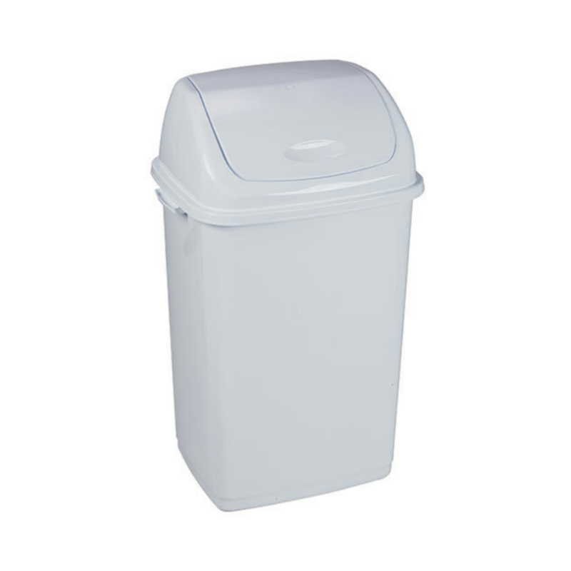 Coș de gunoi cu capac batant plastic alb 50L