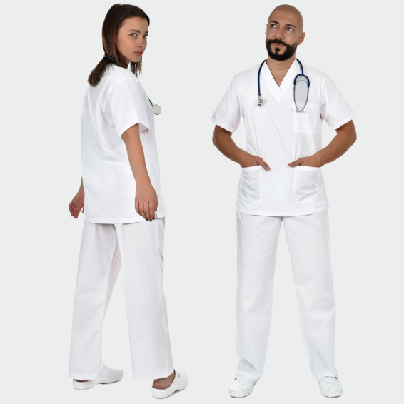 Costum medical de protecție Bwell COLOMBO Alb