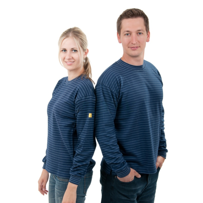 Bluză ESD cu mânecă lungă și fermoar bleumarin