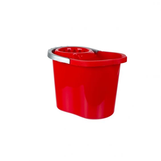 Găleată ovală, 13 litri, cu storcător și mâner plastic, roșie