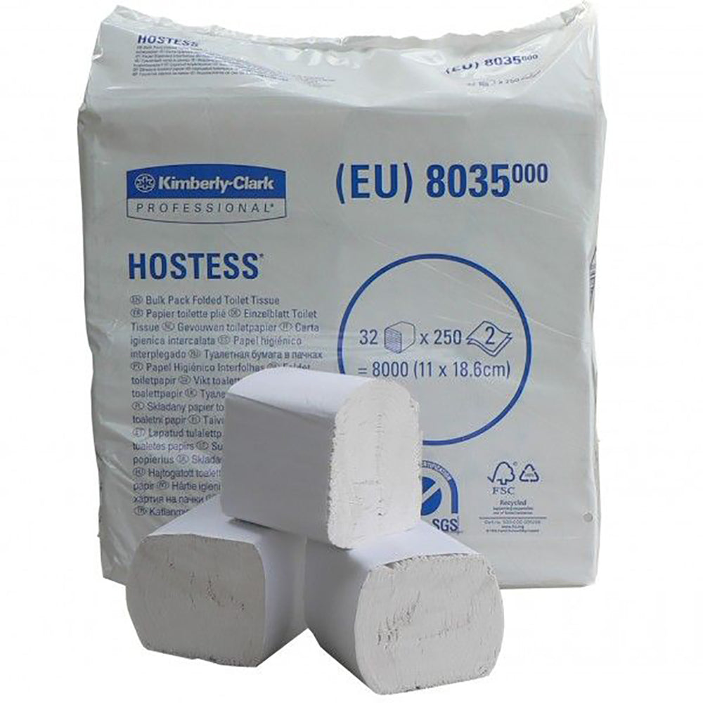 Hârtie igienică pliată Hostess Bulk Pack 8035, 250 foi/pachet