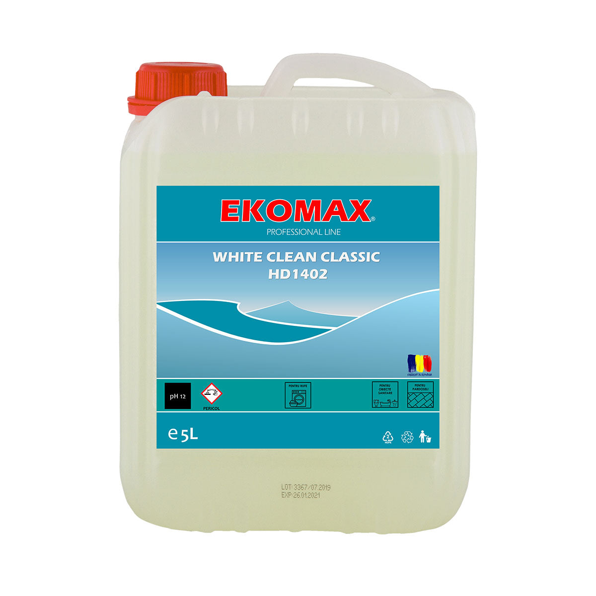 Înălbitor White Clean Classic 5L destinat albirii țesăturilor albe și igienizării suprafețelor disponibil la Bunzl Romania