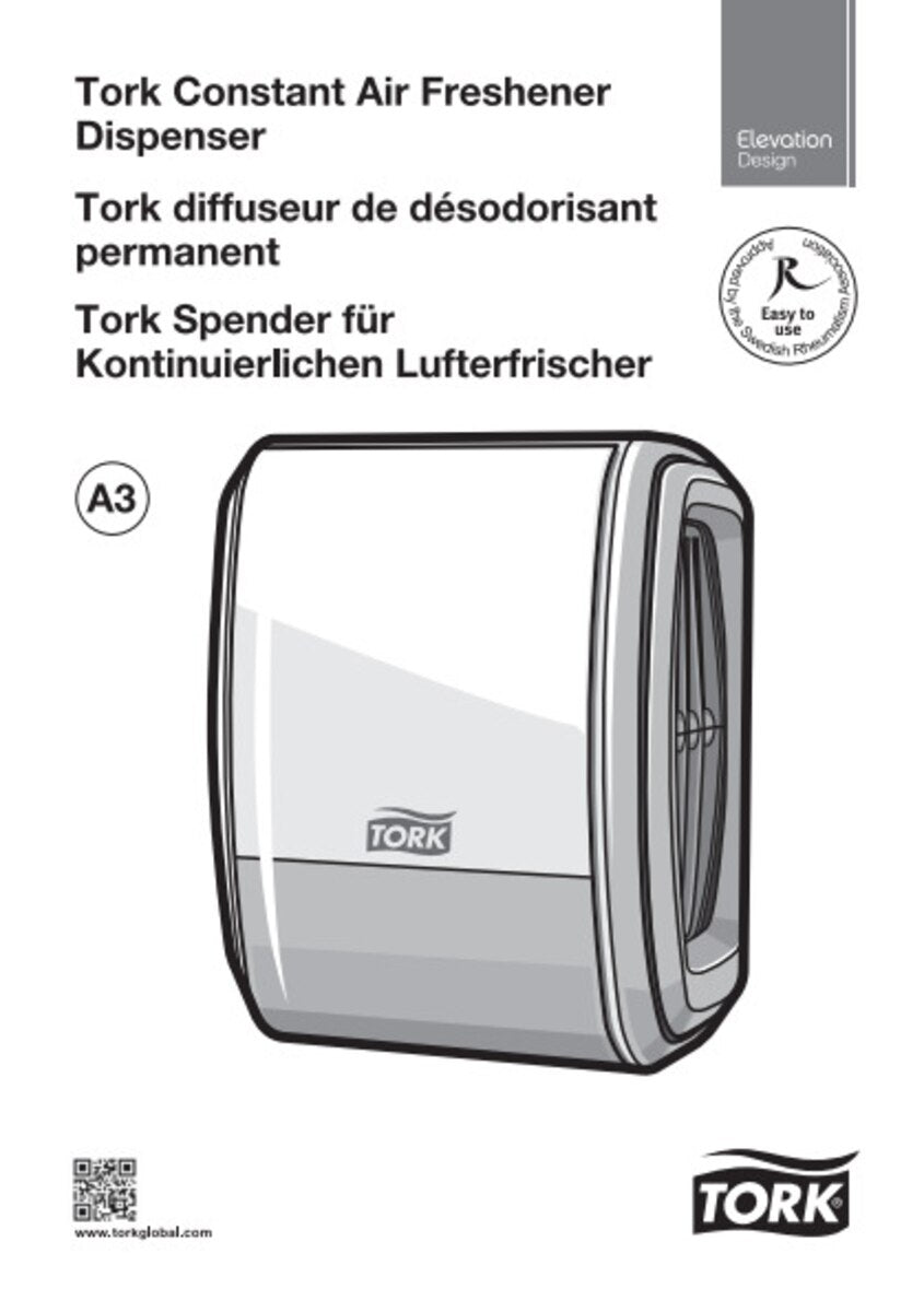 Tork dozator odorizant constant din gama Elevation Design, alb