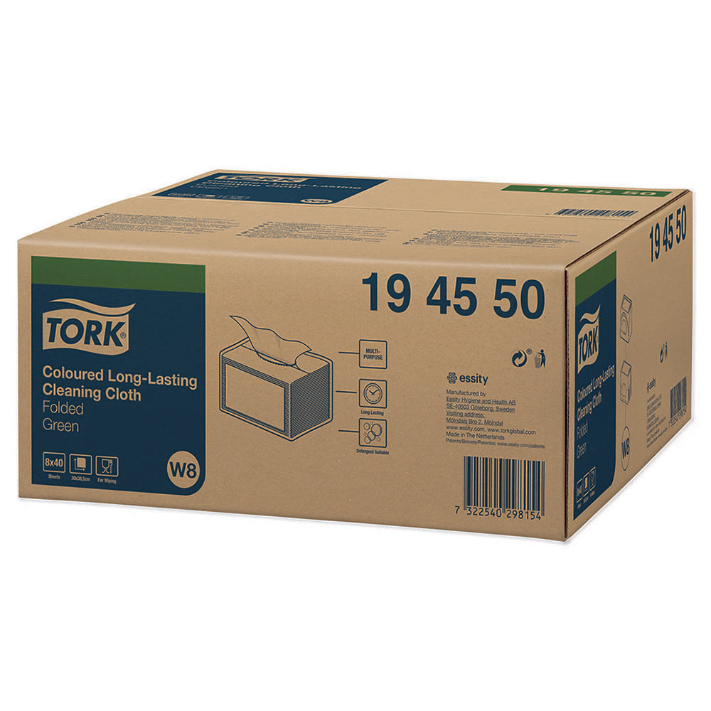 Lavete profesionale pentru curățare Tork 194550 W8, verzi, 40 buc/pachet