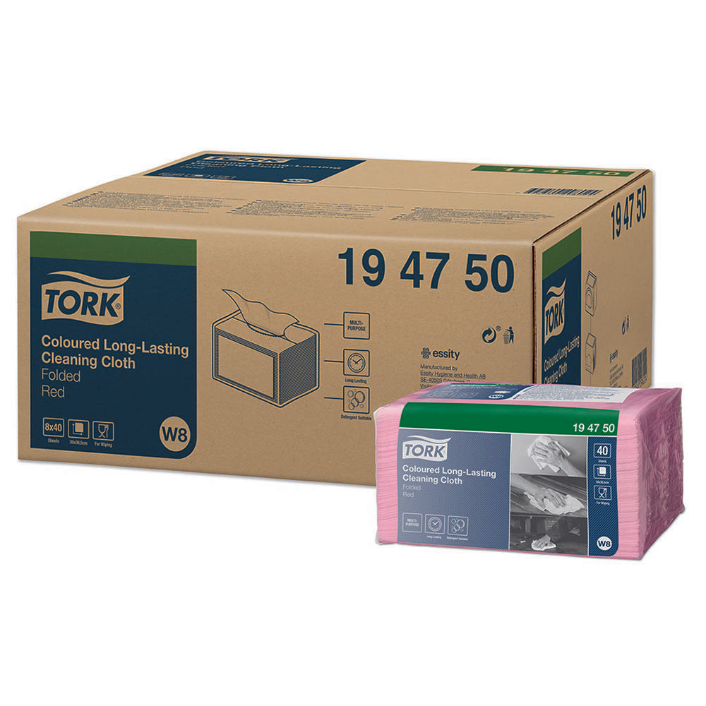 Lavete profesionale pentru curățare Tork 194750 W8, roșii, 40 buc/pachet