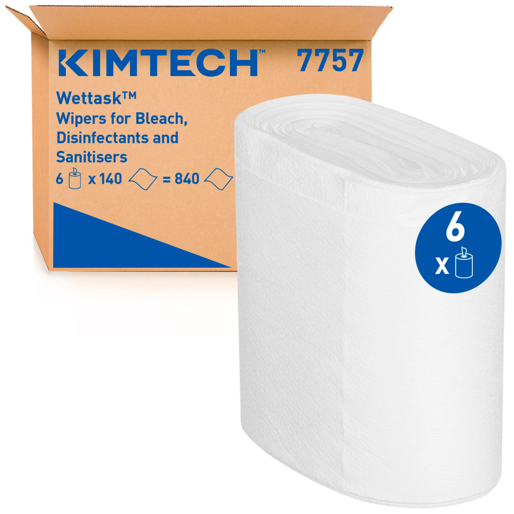 Lavete industriale Kimberly-Clark WypAll Wettask 7757, netesute, 140 lavete/rolă