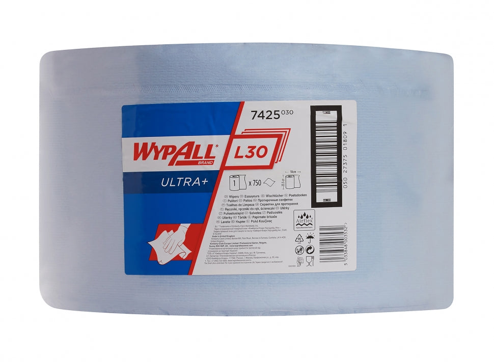Lavete industriale Kimberly-Clark WypAll L30 7425 pentru ștergeri grele, 750 porții/rolă