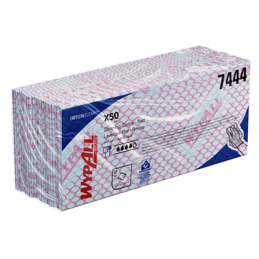 Lavete nețesute roșii WypAll X50, prelucrare alimente, curățenie profesională, 41.8 x 22.1 cm