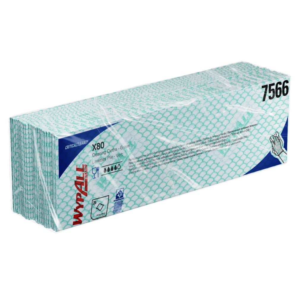 Lavete industriale Kimberly-Clark WypAll X80 Critical Clean 7566, verzi, 25 lavete/pachet