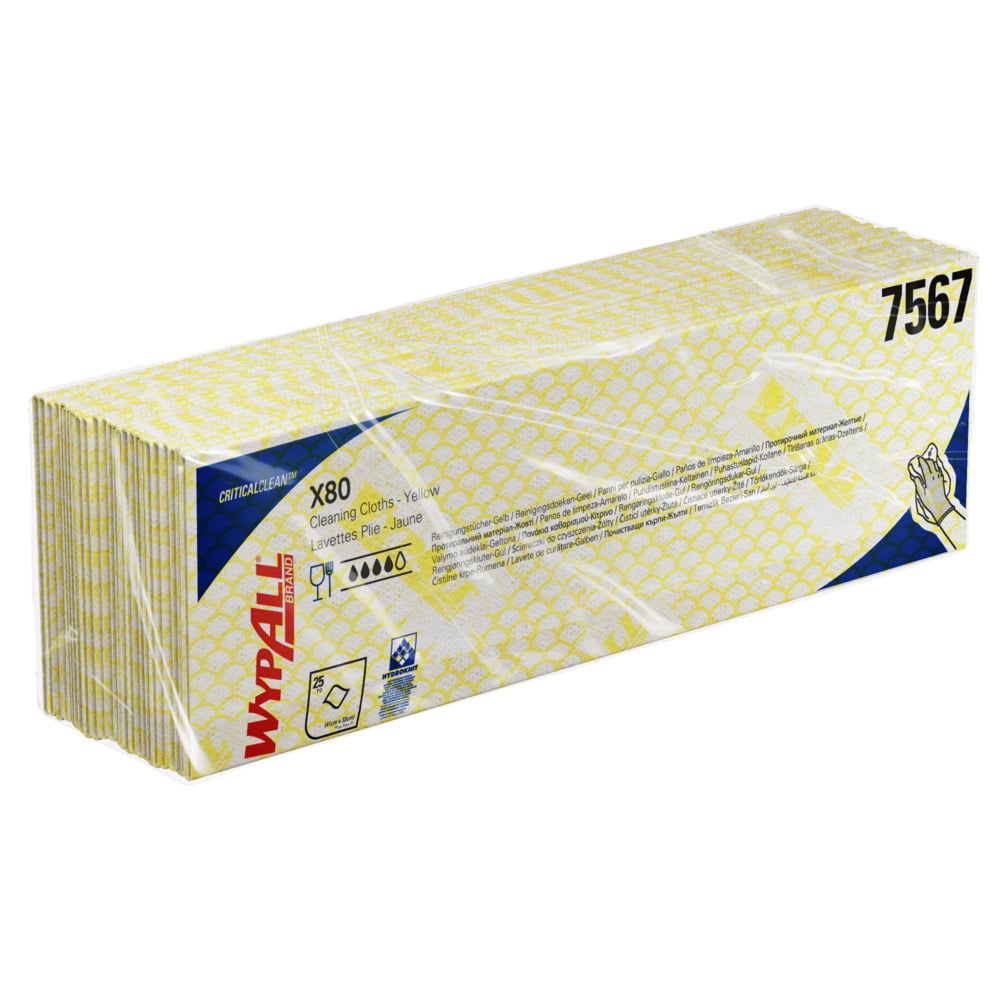 Lavete industriale Kimberly-Clark WypAll X80 Critical Clean 7567, galbene, 25 lavete/pachet