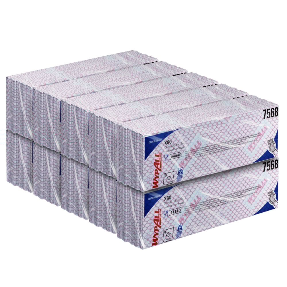 Lavete industriale Kimberly-Clark WypAll X80 Critical Clean 7568, roșii, 25 lavete/pachet