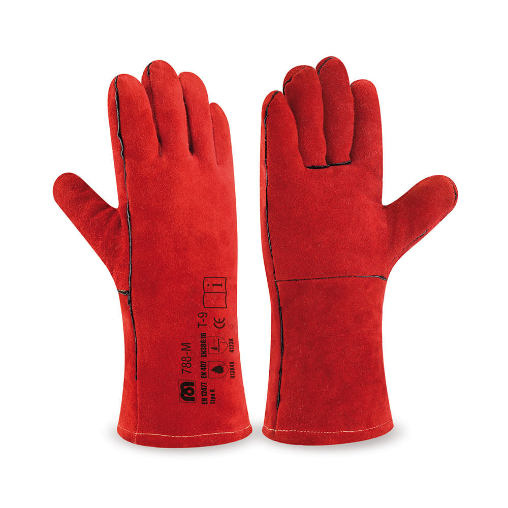 Mănuși de protecție la sudură, Kevlar, piele, roșii