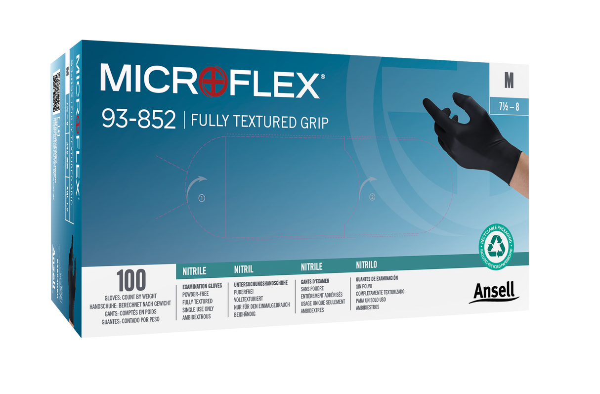 Mănuși de unică folosință Ansell MICROFLEX 93-852, Negre
