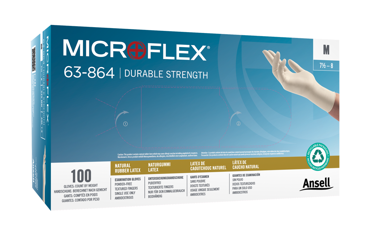 Mănuși de unică folosință Ansell MICROFLEX 63-864, Albe