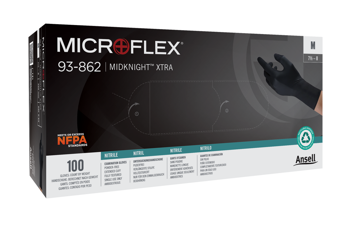 Mănuși de unică folosință Ansell MICROFLEX MidKnight XTRA 93-862, Negre