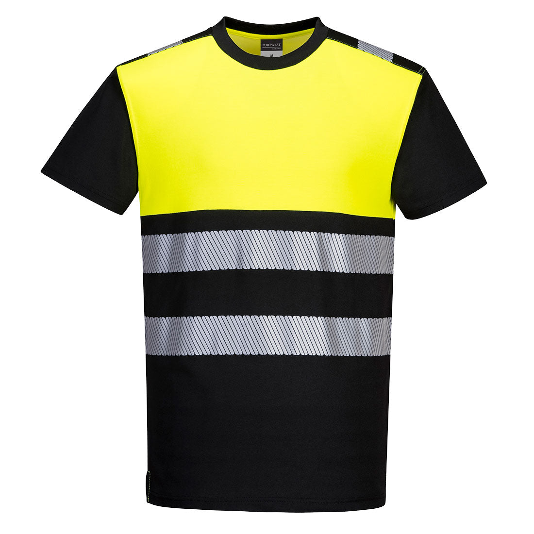 Tricou Portwest PW311 High Vis Clasa 1 negru-galben pentru siguranţă la locul de muncă