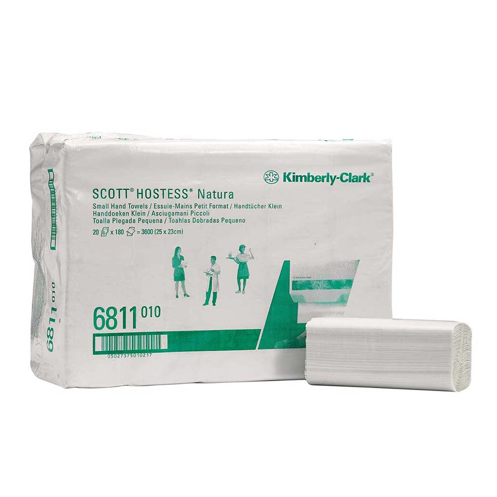 Prosoape de hârtie pliate Kimberly-Clark Hostess NATURA 6811, 180 foi/pachet