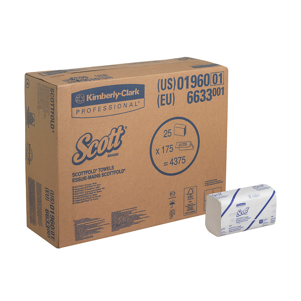 Prosoape de hârtie pliate Kimberly-Clark Scott Multifold 6633, 175 foi/pachet