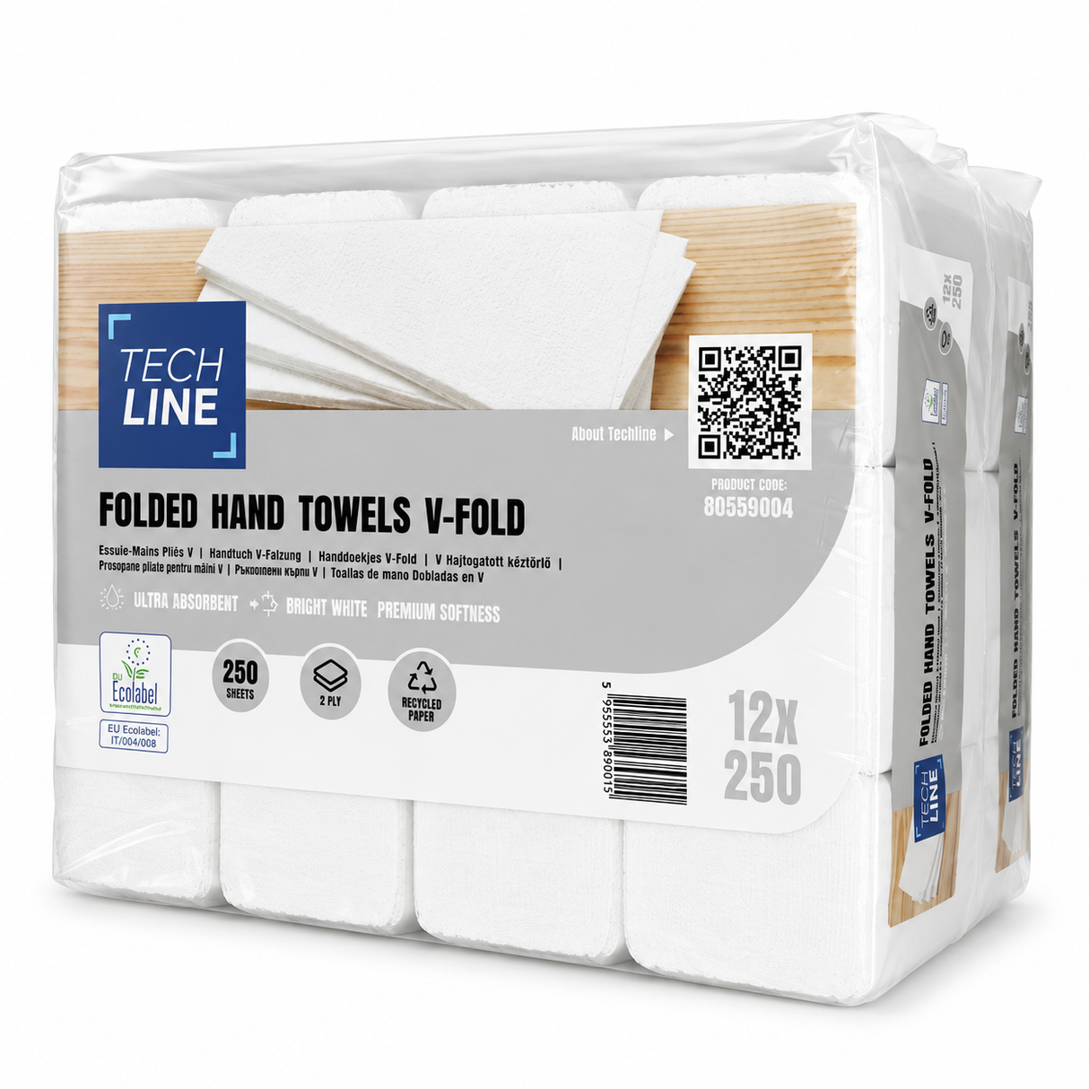 Prosoape hârtie pliate V-Fold Techline 2 straturi pentru dispensere profesionale grup sanitar