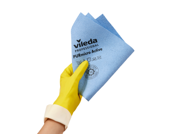 Laveta microfibră Vileda PURmicro Active 38 x 35 cm, pentru curățare eficientă și durabilă,culoarea galben