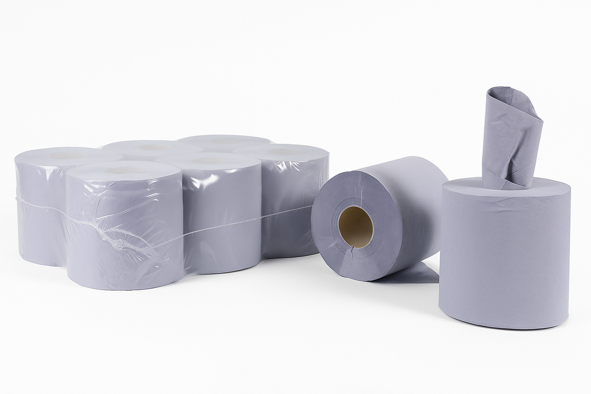 Prosoape hârtie derulare centrală albastre, 150m