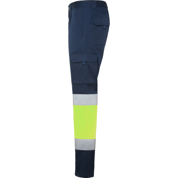 Pantaloni de protecție HI-VIS 9312, galben/bleumarin