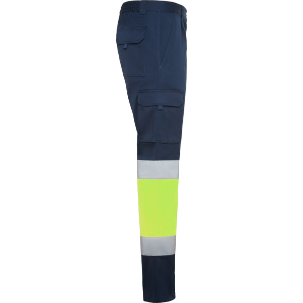 Pantaloni de protecție HI-VIS 9312, galben/bleumarin