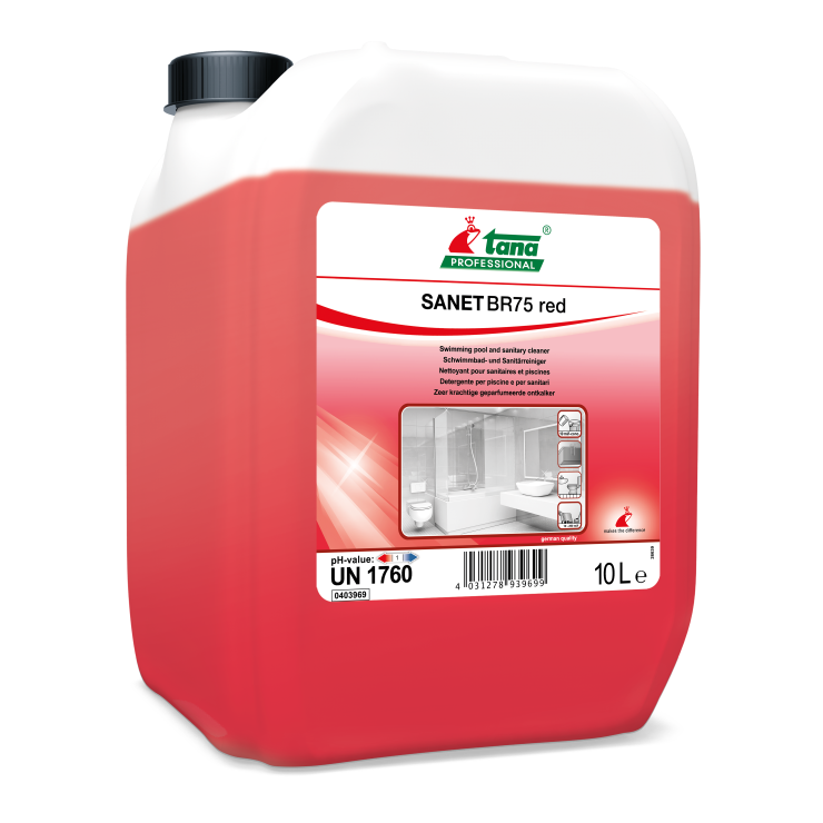 SANET BR 75 red - Detergent pentru curățarea piscinelor și a spațiilor sanitare 10L