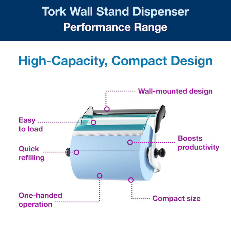 Dispenser de perete Tork Wall Stand W1 alb/turcoaz