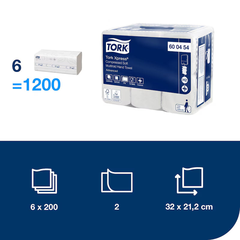 Tork Xpress prosoape de mâini comprimate multifold soft, 200 foi/pachet