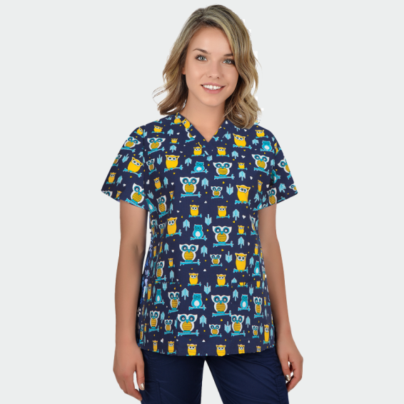 Tunică de protecție Bwell BAMBINA Femei, imprimeu bufnițe