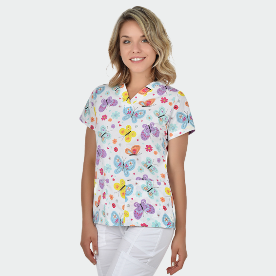 Tunică de protecție Bwell BAMBINA Femei,imprimeu butterflies-flowers