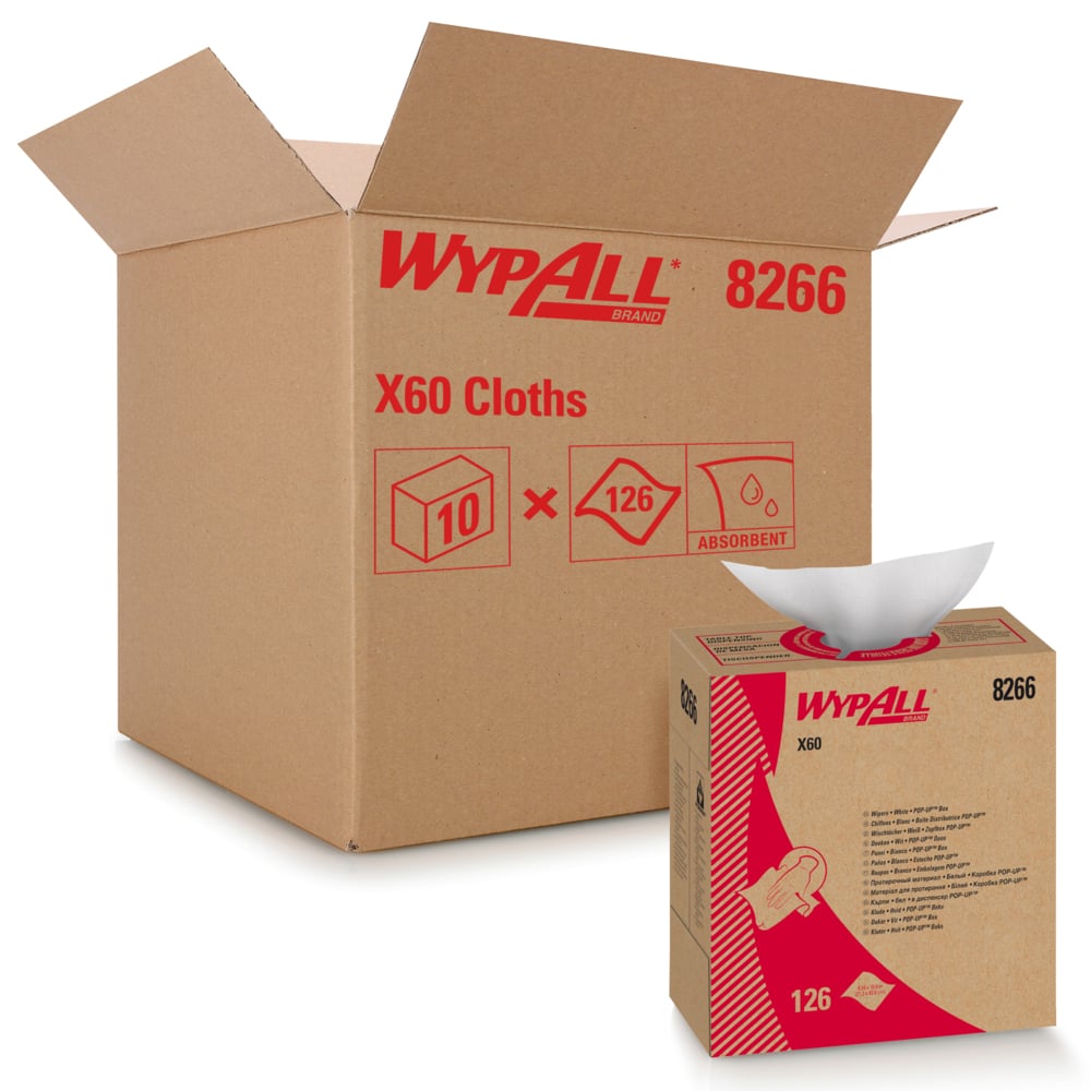Lavete industriale Kimberly-Clark WypAll X60 General Clean 8266, POP-UP box, 126 lavete/cutie
