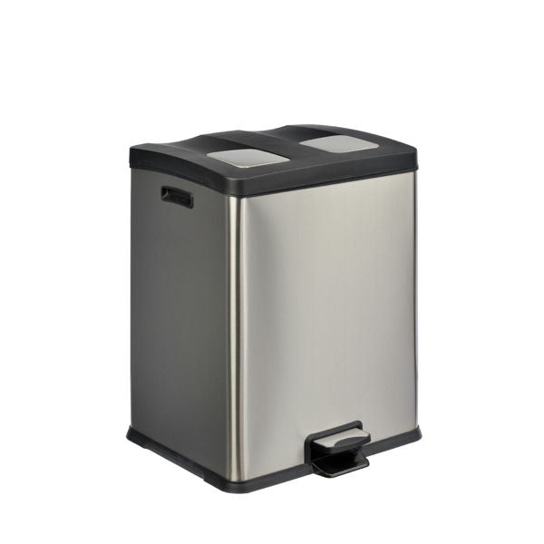 Coș de gunoi reciclabil cu pedală oțel inoxidabil 2 x 30L