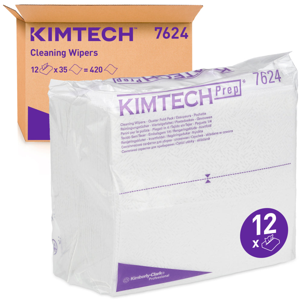 Lavete industriale Kimberly-Clark Kimtech Pure Cleaning Wipers 7624, pentru camere curate, 35 șervețele/pungă