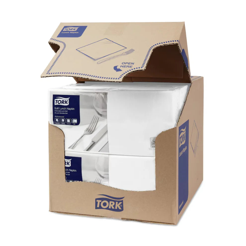 Şerveţele Tork Soft Lunch 33×33 cm, 3 straturi, albe