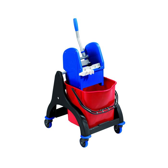 Set cărucior mop cu găleată 15L și presă plastic, roșu, cod 8961