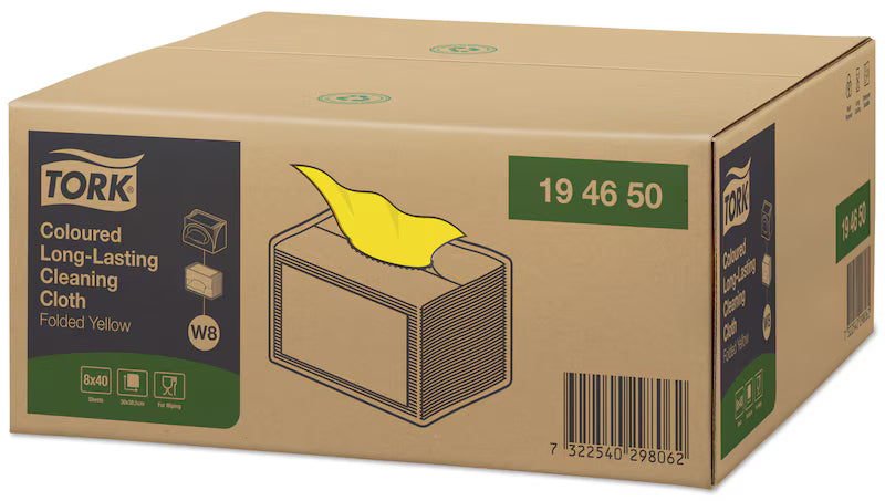 Lavete profesionale pentru curățare Tork 194650 W8, galbene, 40 buc/pachet