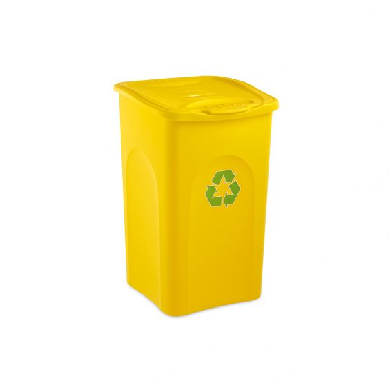 Coș de gunoi cu capac galben plastic 50L