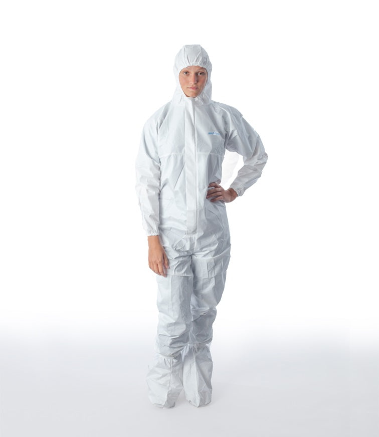 Combinezon steril BioClean-D S-BDFC cu glugă și cizme integrate, pentru cameră curată