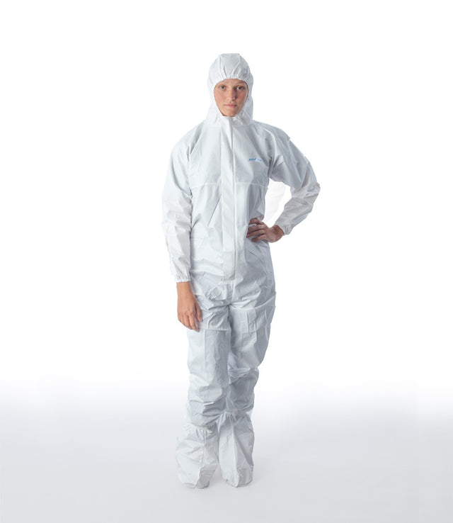 Combinezon steril BioClean-D S-BDFC cu glugă și cizme integrate, pentru cameră curată